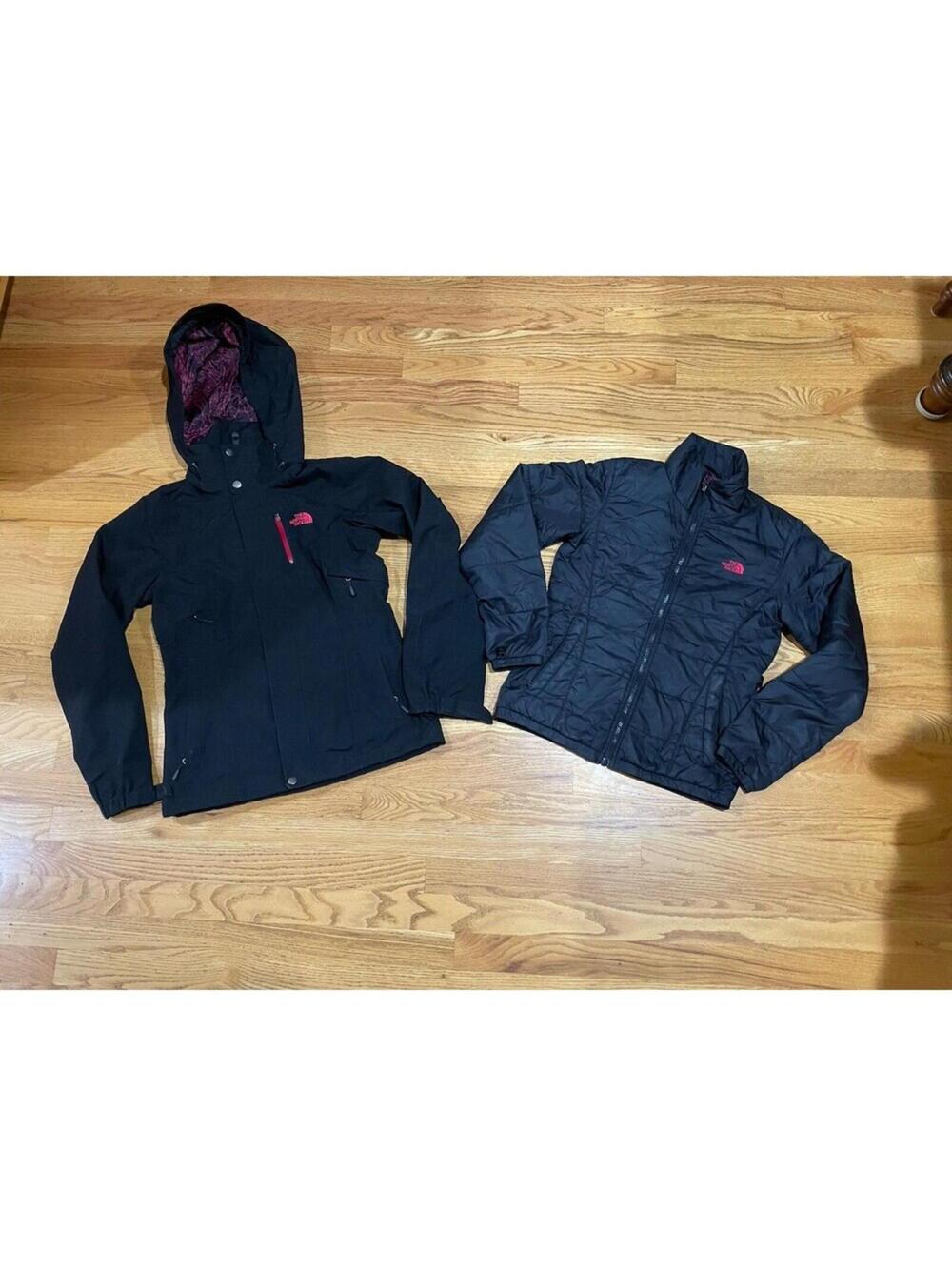 The North Face 3-in-1 jacket waterproof outer shell quilted inner XS Black Women